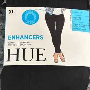 HUE Black Enhancers High-Rise Tummy Control Leggings